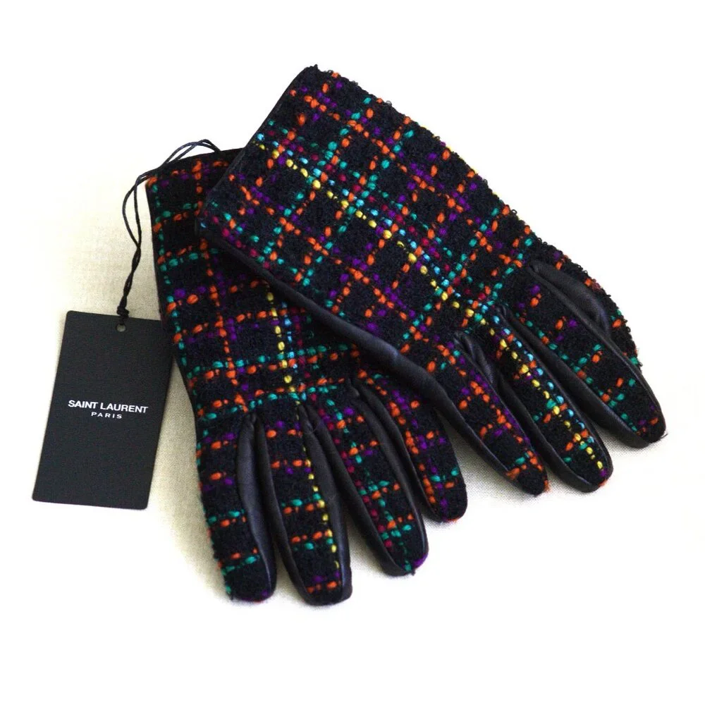 Saint Laurent Gants Carreaux Pixel Gloves - Picture 1 of 8